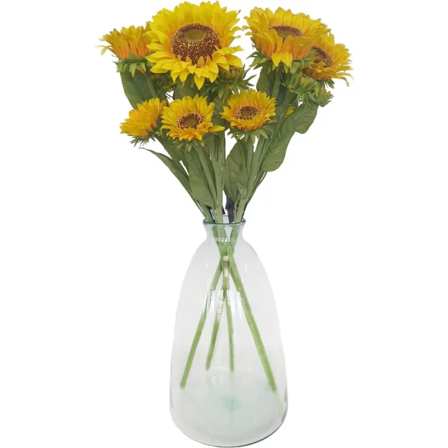 Bellatio Design Kunstbloem Zonnebloem Helianthus XL - 5x - 85 cm - losse steel - kunst zijdebloem - 3 bloemen Geel