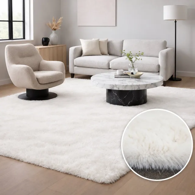 Moonay Fluffy - Hoogpolig vloerkleed - Gebroken wit - 80 x 150 cm