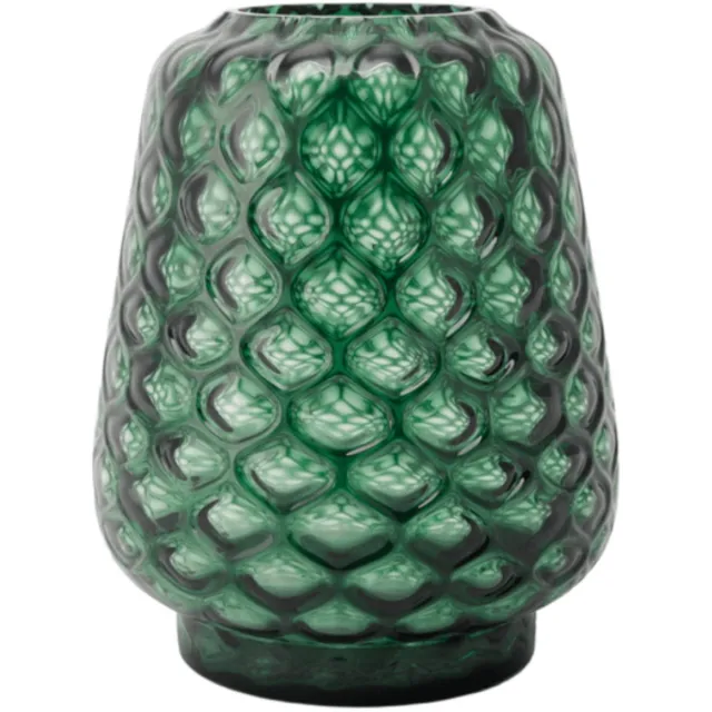XLBoom Kuro Prism Large Moss – Mondgeblazen glazen vaas met geometrisch patroon – Kleur Moss groen – Design woonaccessoire