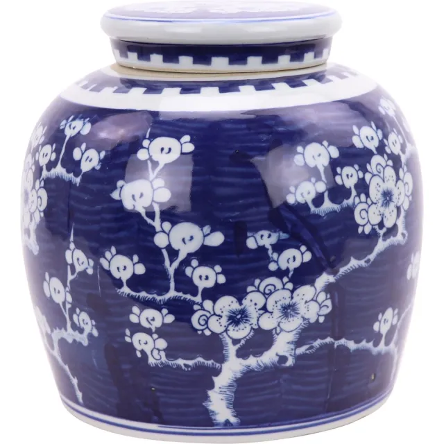 Fine Asianliving Chinese Gemberpot Blauw Sakura Handgeschilderd B23xH23cm Blauw, Wit