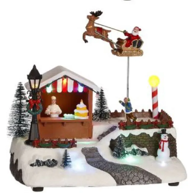 Luville Kerstkraampje Met Arreslee – 25 x 15 x 22,5 cm Multicolor