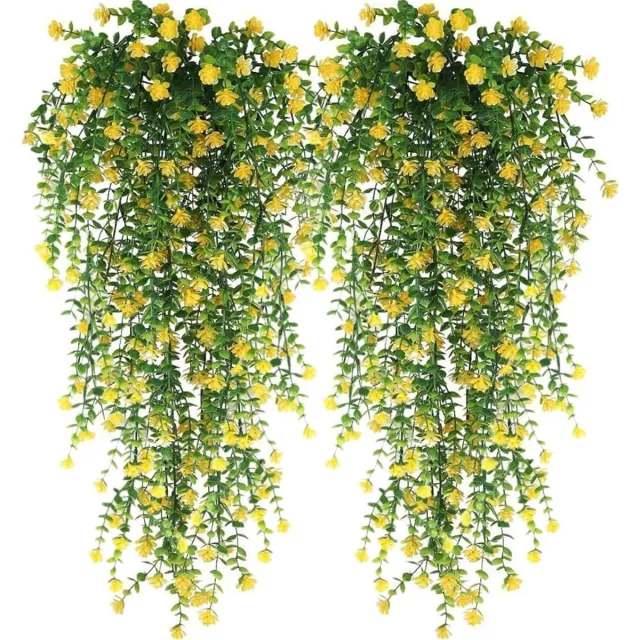 FLITI Kunstbloemen Gele Bloemenrank – Set van 2 – 78 cm Kunstbloemenslinger – Realistische Kunstbloemen met Bladeren – Voor Woonkamer, Balkon, Tuin & Feestdecoratie Groen+Geel