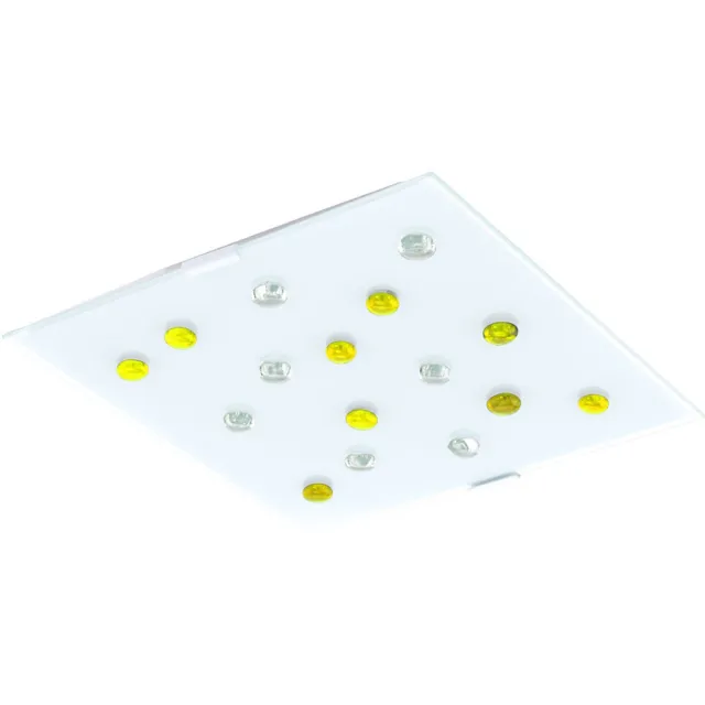 EGLO Plafondlamp gastenkamer glazen stenen geel wit helder halverlichting armatuur satijn Eglo 87311O
