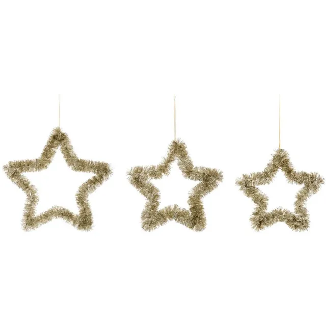 Feeric lights & Christmas Set van 3 gouden plastic kerststerren Doré
