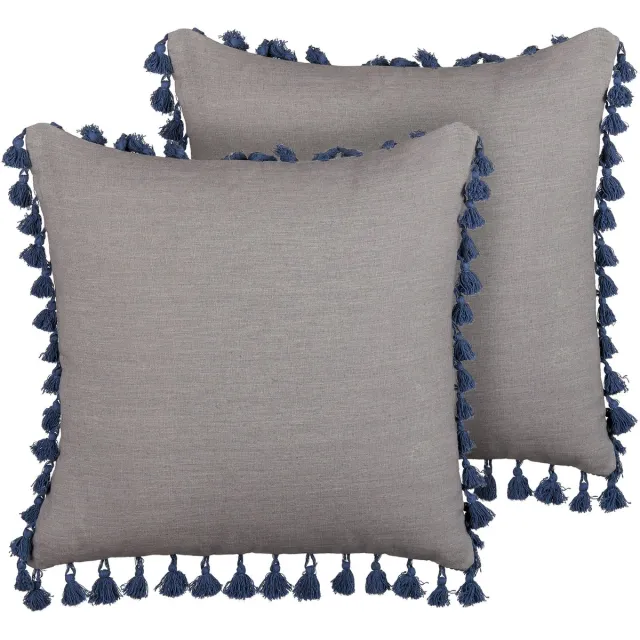 Beliani CARPINUS - Sierkussen set van 2 - Grijs - 45 x 45 cm - Linnen