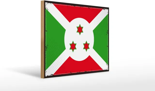 Femer Holzschild Flagge Burundis 40x30cm Retro Flag of Burundi Groen
