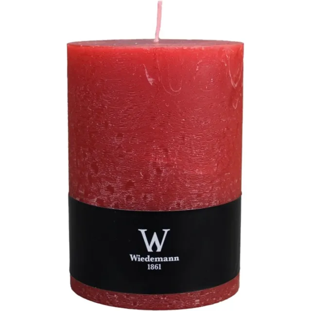 Wiedemann Cilinderkaars/stompkaars - groot model - rustieke kaars - rood - 10 x 14 cm - 100 branduren