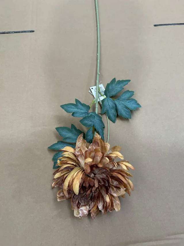 homebound by ky Kunstbloem gedroogde chrysant 64cm koperbruin