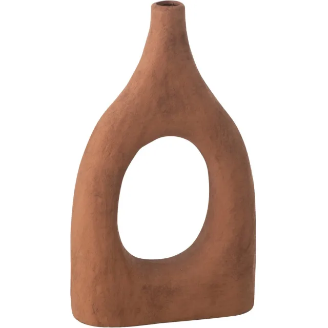 J-Line vaas Ubi - keramiek - bruin - small
