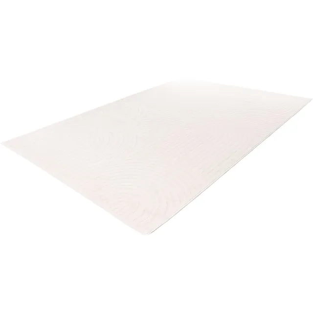 Lalee Japandi Vloerkleed - Laagpolig - Modern Tapijt - Ivoor Wit - 3D-effect - Minimalistisch Design
