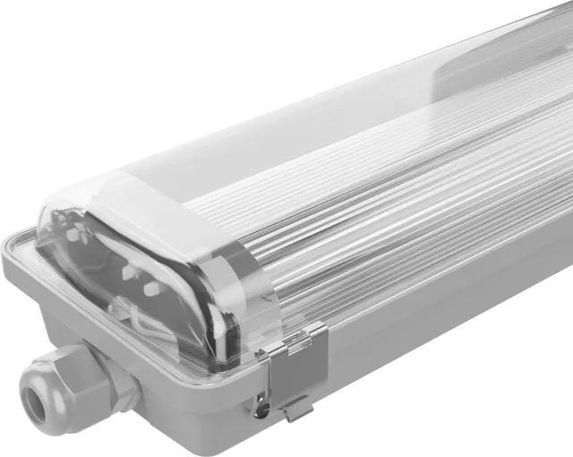 LEDVION LED TL Armatuur - Dubbel - 60CM - RVS Clips - IP65 - Koppelbaar - Excl. LED Buis Grijs