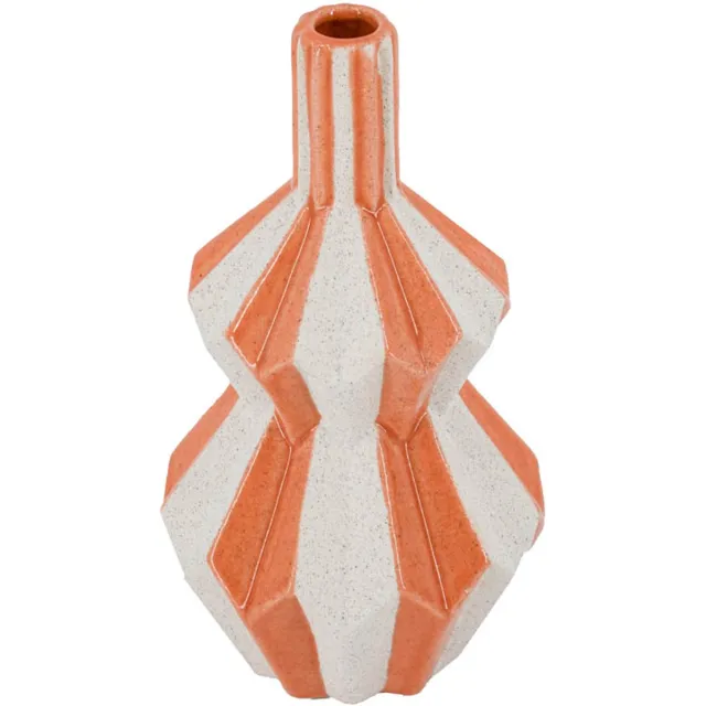 Homebound by Kolony HomeBound by KY | Aardewerk vaas stripes sandstone | vaas | 13x13x23cm Oranje