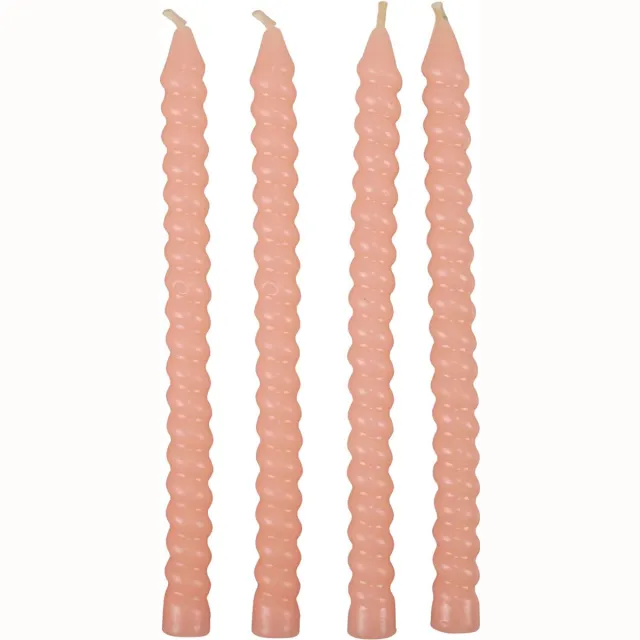 Mica Decorations Twist kaars l.roze 4 stuks - h18xd1,4cm