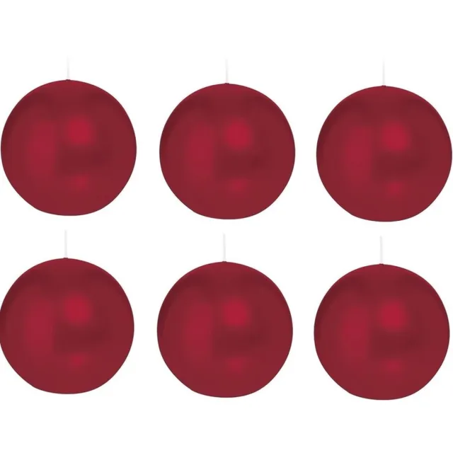 Trend Candles Bolkaars glad - 6x - bordeaux rood - 7 cm - 16 branduren - ronde kaarsen