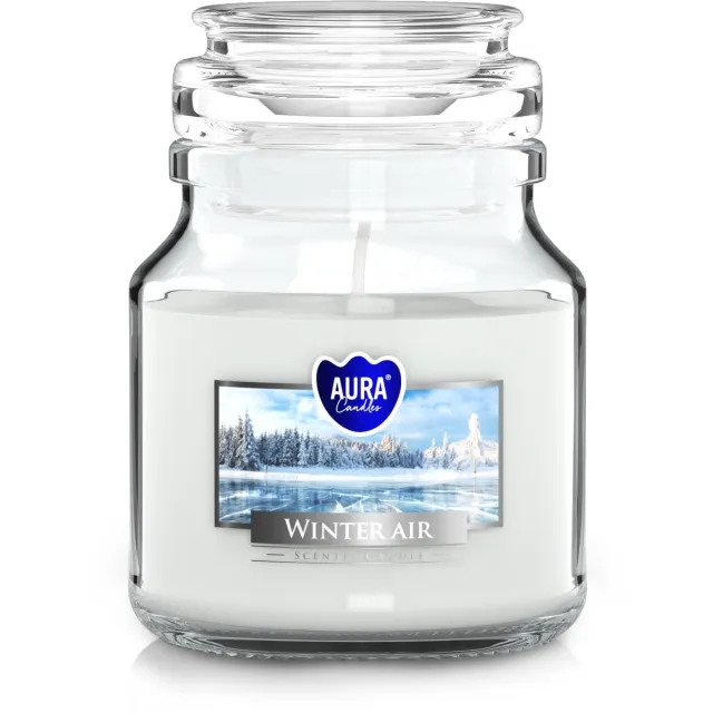 AGMO Geurkaars Winterlicht in glas met deksel ~28u Winterlucht