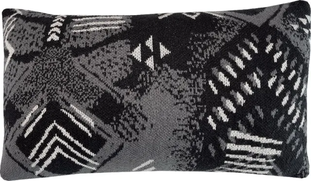 Malagoon Funny block dye knitted cushion black