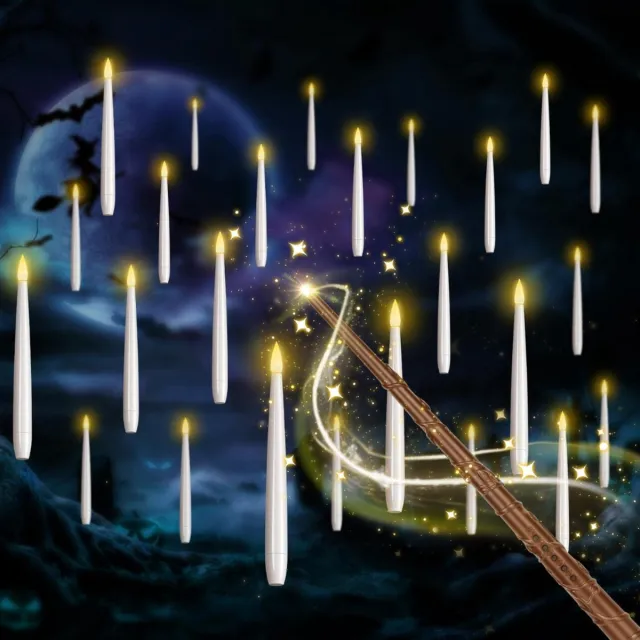 Mmp Zwevende Kaarsen - Floating Candles - Hangende Kaarsen - 20 Stuks Toverstaf - 20x15x170cm - Wit
