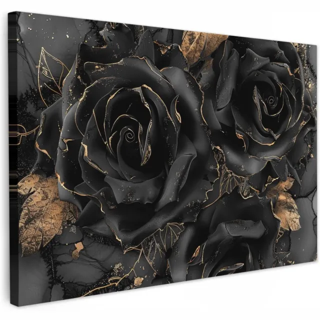 My Ninki ® Indrukwekkend Canvas Schilderij 90 x 60 cm voor Moderne Interieurdecoratie in Zwart en Goud Patroon