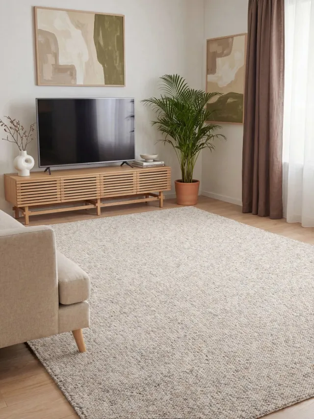 Elle Decoration Rocco Wol look Vloerkleed - Creme 120x170 cm