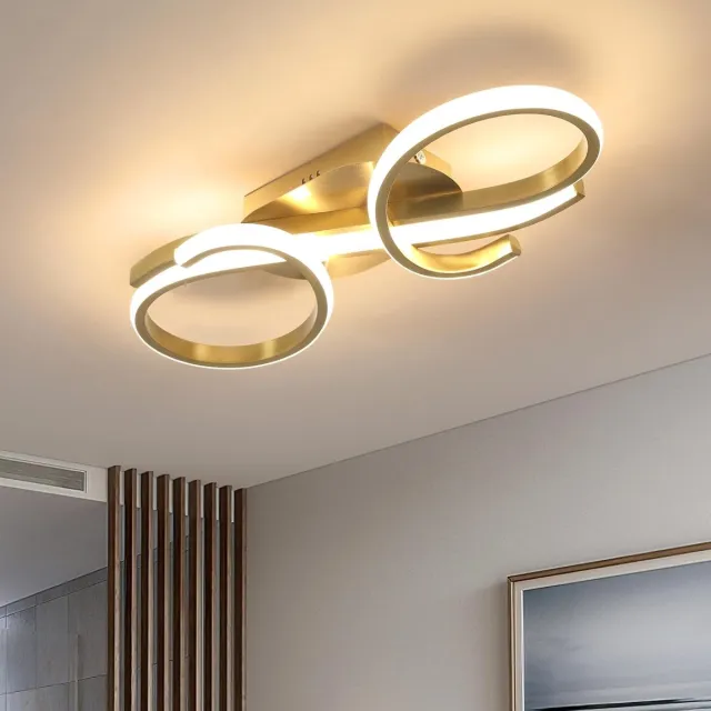 Haobosic 36W Plafonnier LED - Warm Wit 3000K - Modern Ontwerp - Acryl Goud
