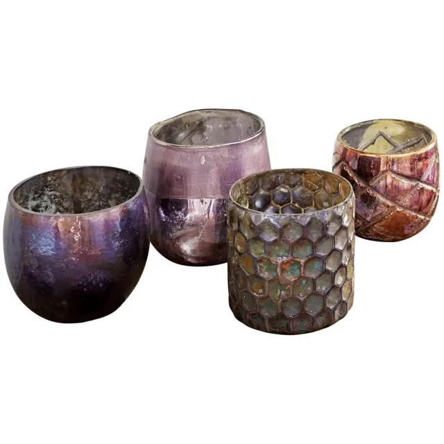 Loberon Windlicht set van 4 Marine paars