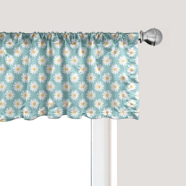ABAKUHAUS Lente raamvalletje, gordijnvalletje voor keuken en slaapkamer met tunnelzoom, 137 cm x 45 cm, turquoise en wit Turkoois en wit