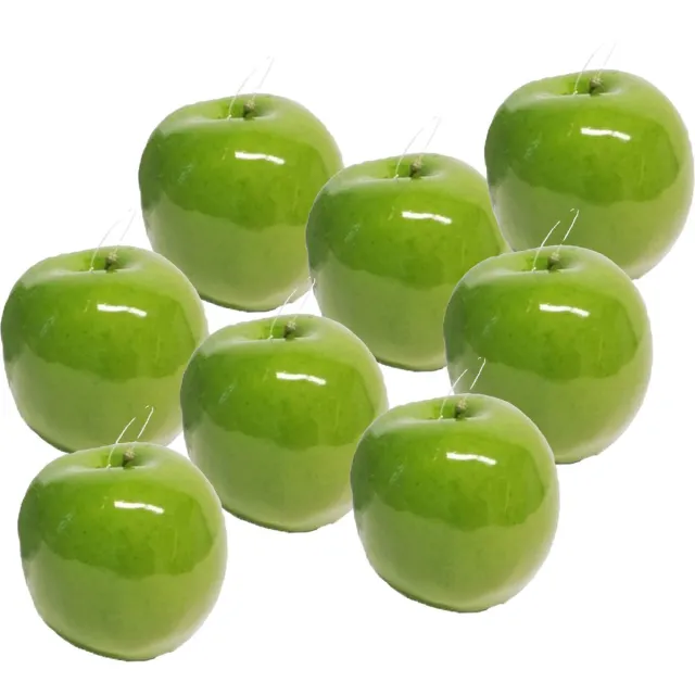 Bellatio Design Kunstfruit decofruit - appel/appels - 8x stuks - ongeveer 9 cm - glimmend groen