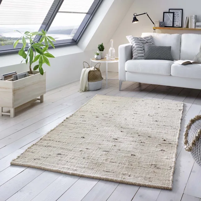Tapeso Wollen vloerkleed - Oslo crème/grijs 250x290