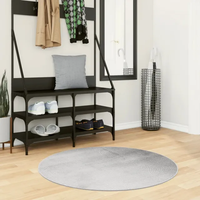 vidaXL Vloerkleed IZA laagpolig Scandinavisch Ø 100 cm grijs, foto 2
