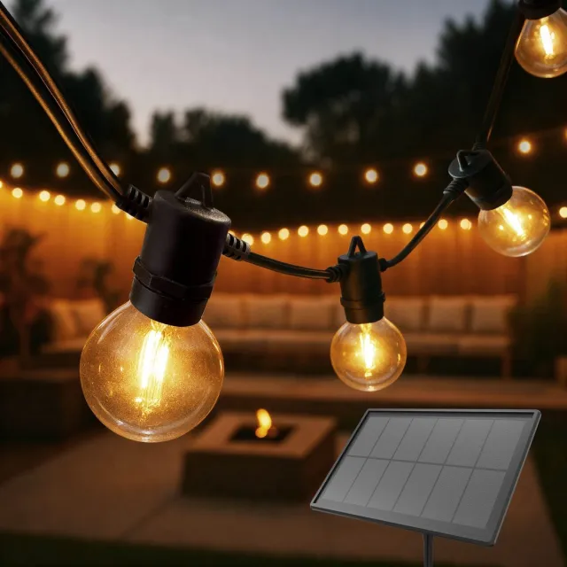 LEDVION Solar Lichtsnoer Buiten 42M - 75 LED Lampen - IP54 Waterdicht - 2200K - Warm Wit - Tuinverlichting Sfeerverlichting