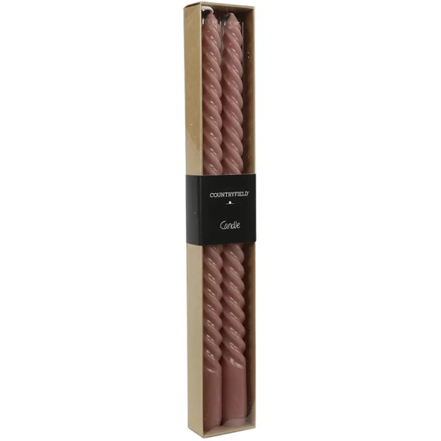 Countryfield gedraaide kaars, 2 stuks, roze, 30 cm