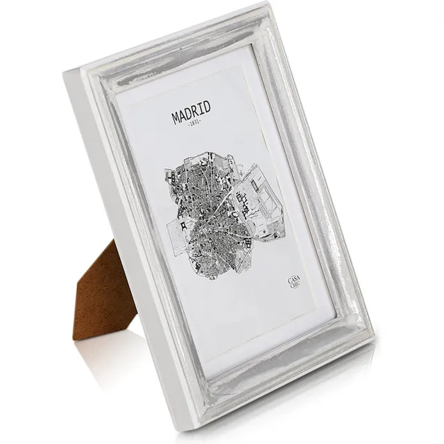 Casa Chic Shabby chic fotolijst 17 x 12 cm - Glasfront - met passe-partout voor 10x15 foto's - 2 cm lijstbreedte - Echt hout - Bruin wit