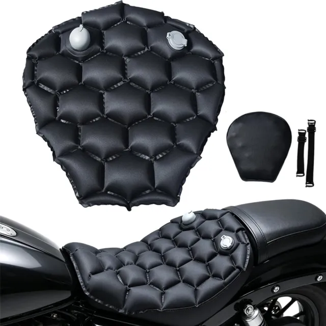 Bobypet Motorfiets zitkussen - Ademend en antislip zadelkussen - Met bevestigingsriempjes - Ergonomische ondersteuning voor motorrijders - Motoraccessoire - 41 x 37 cm - Zwart
