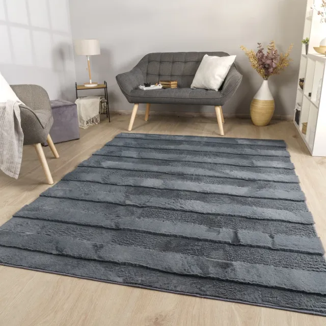 TT Home Woonkamertapijt eetkamer lange pool strepen design boho scandi look effen 160 x 220 cm Rechthoek 160 x 220 cm Rechthoek antraciet