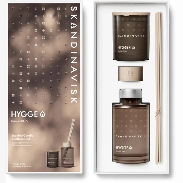 Skandinavisk Hygge giftset geurkaars 65gr + diffuser 100ml bruin