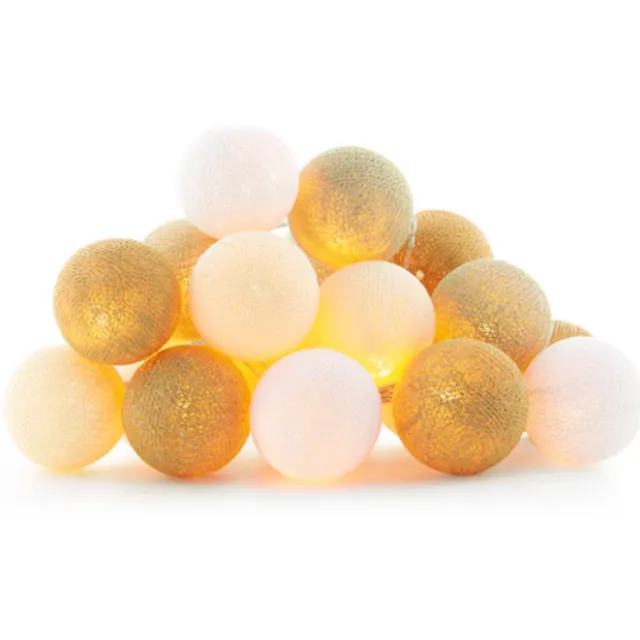 Cotton Ball Lights LED lichtslinger voor binnen - Handgemaakt en Fairtrade - 20 lampjes - Creamy