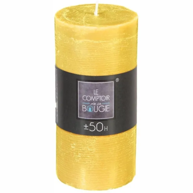 Atmosphera Créateur d'intérieur® Gele rustieke ronde kaars - 6,8cm x h14 cm - 50 Branduur Moutarde