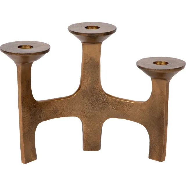 Atmooz Kaarshouder Amour S/3 - Antiek Messing - Voor 3 kaarsen - 27x11x20 cm - Elegante Tafeldecoratie antique brass