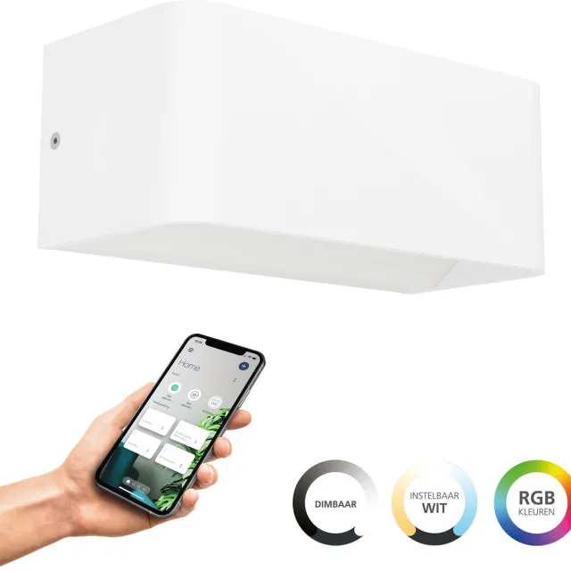 EGLO connect.z Sania-Z Smart Wandlamp - Buiten - Badkamer - 20 cm - Wit - Instelbaar RGB & wit licht - Dimbaar - Zigbee