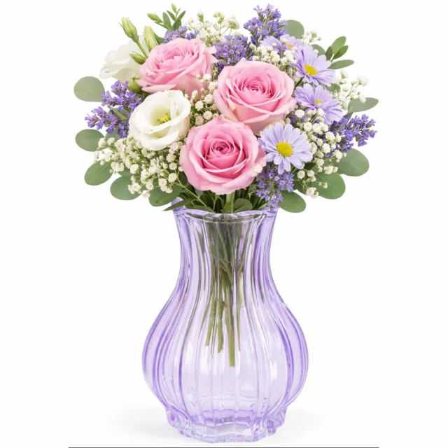 H&S Collection Vaas Chelsea - lila - glas - H20 x D12 cm - bloemenvaas