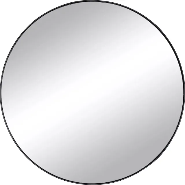 Vente-unique Ronde wandspiegel in metaal - Ø 80 cm - Zwart - JAFFREL