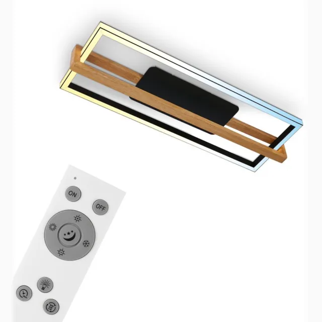 B.K.Licht BRILONER - Plafondlamp - 3769015 - CCT kleurtemperatuurregeling - Geheugenfunctie - Traploos dimbaar - Incl. afstandsbediening - Timerfunctie - 84,5 x 30 x 12 - Zwart hout