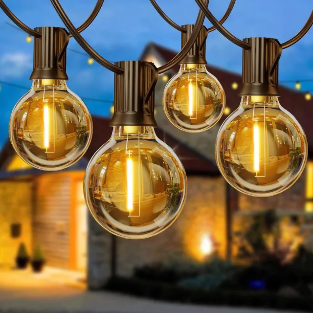 MUPOO Lichtsnoer Tuinverlichting - 50 Socket E12 G40 Globe Lights with 4 Spare Bulbs, IP44 Waterproof Connectable, 8 Modes Timer, Low Voltage Safe for Backyard Porch Balcony Wedding Party Decor