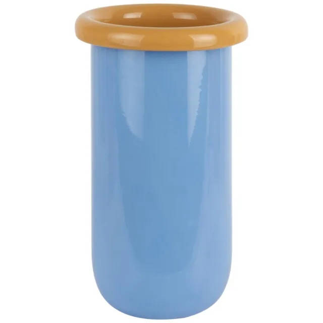 Present Time Vaas Plegado M - Blauw - 14x14x25.3cm - Glas - Modern - Bloemenvaas - Woondecoratie - Decoratieve vaas voor woonkamer of slaapkamer