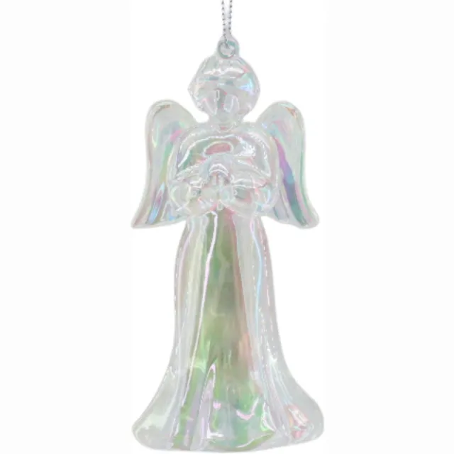 Housevitamin Iriserende Engel Kersthanger – Acryl Kerstboomversiering – Breukvrij Ornament – 6×5,5×11 cm – Glitter Engel Decoratie Helder, Rainbow