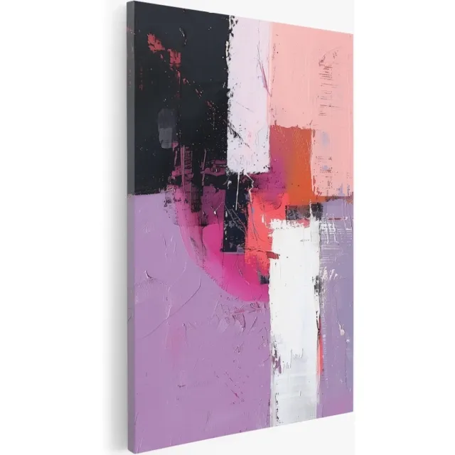 Saammp Canvas Schilderij - Abstract - Paars - Kleurrijk - 75x100 - Foto op canvas - Wanddecoratie - Muurdecoratie Woonkamer - Slaapkamer decoratie - Canvas Print Multicolor