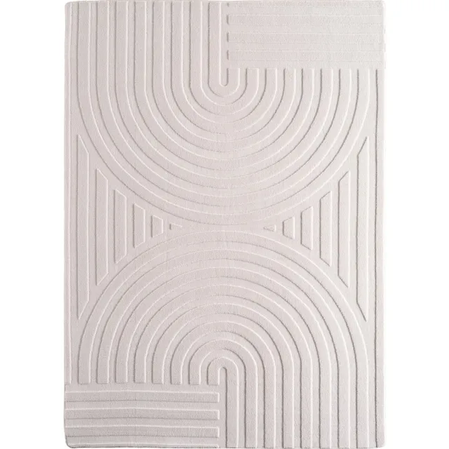Muratap Japandi Vloerkleed Art - Hoogpolig - Scandinavisch Design - 3D-Effect - Creme- 240x340 CM