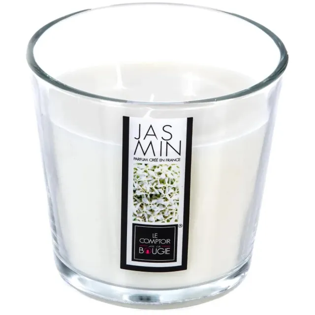 Atmosphera geurkaars - jasmijn geur - 40 branduren - wit - in glas - aroma/geurkaars