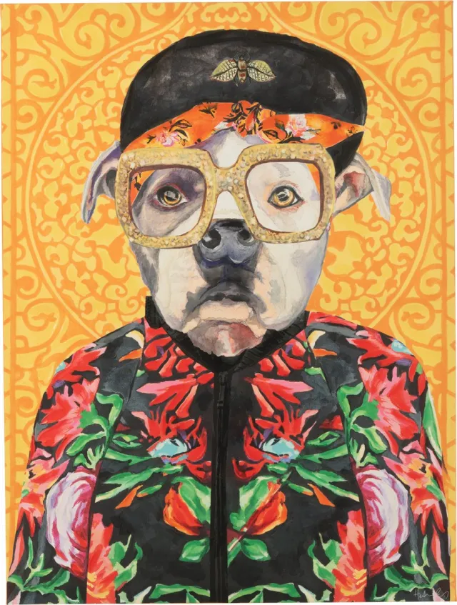 J-Line wanddecoratie Hond Popart - canvas - mix - large Multi