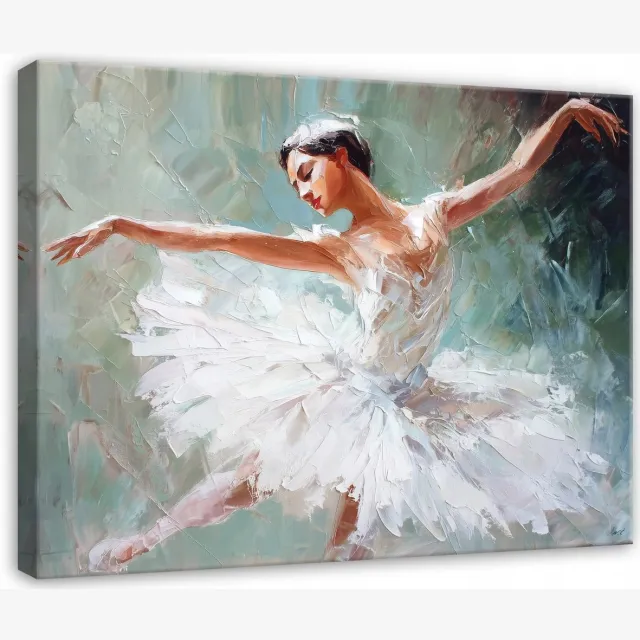 WALLARENA Schilderij op canvas - 100x70 cm - Pop Art ballerina - Geschikt voor slaapkamer, salon, keuken Veelkleurig